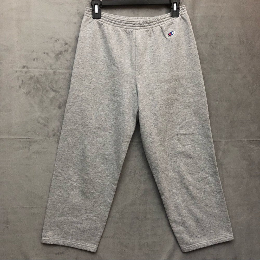 Champion Boy’s Powerblend Fleece Open Bottom Sweatpants Grey Large